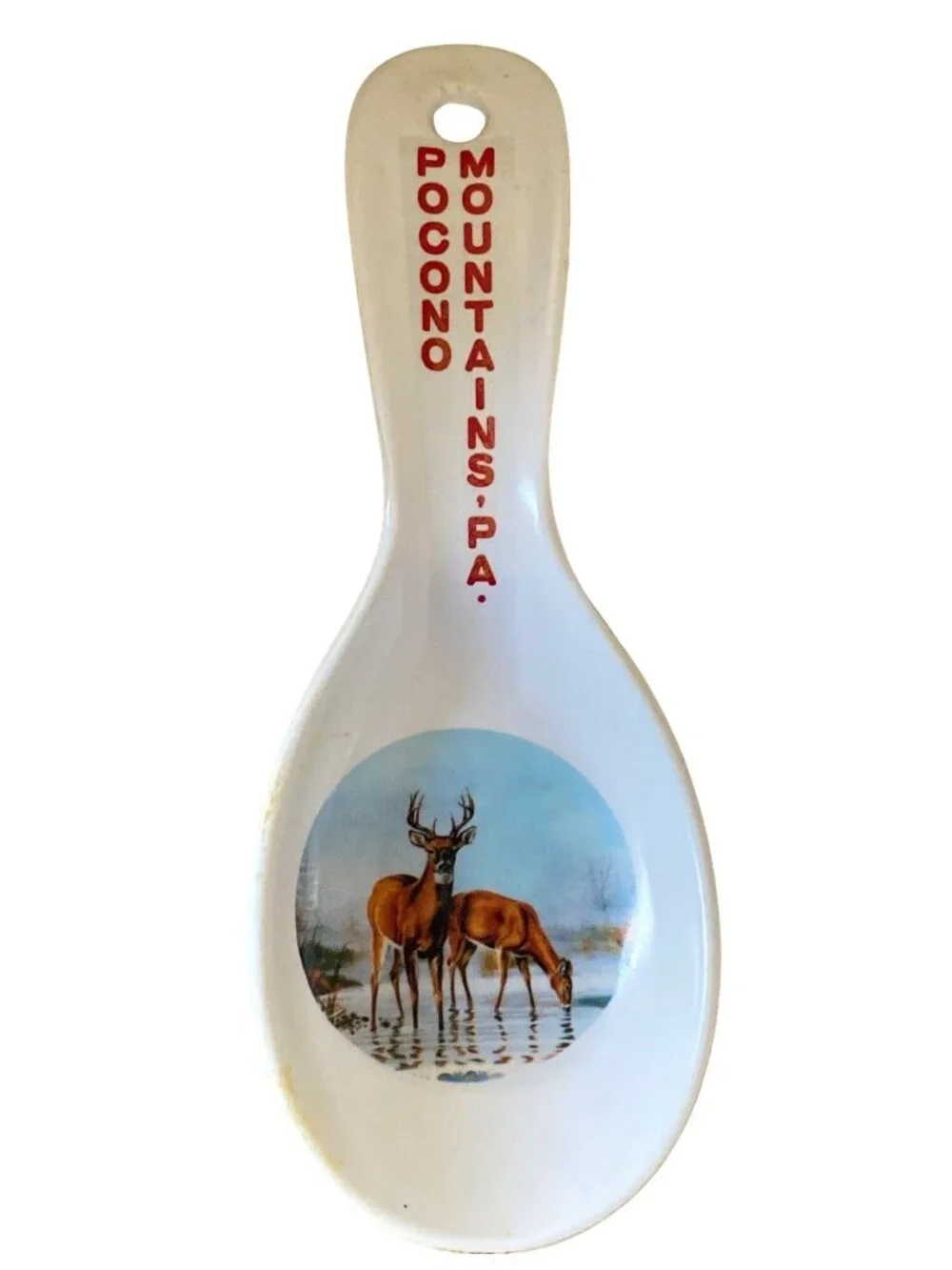 Vintage Pocono Mountains PA Spoon Rest Melamine Moose
